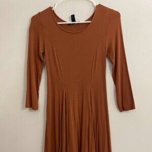 Forever 21 Rust Orange Lace-Up Back Skater Dress - Small - For a good cause!